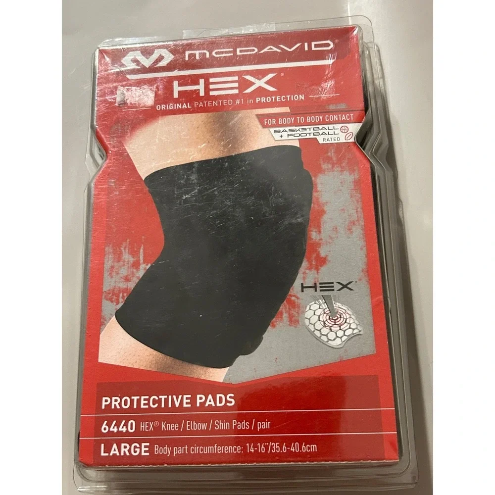 McDavid 6440 HEX Protective Pads Knee Elbow Shin Sleeves Black Large Pair NEW